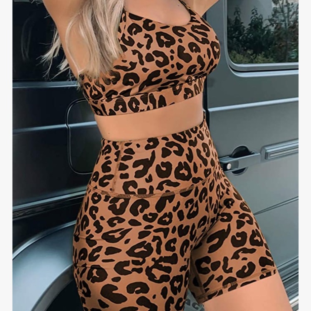 Leopard print workout set